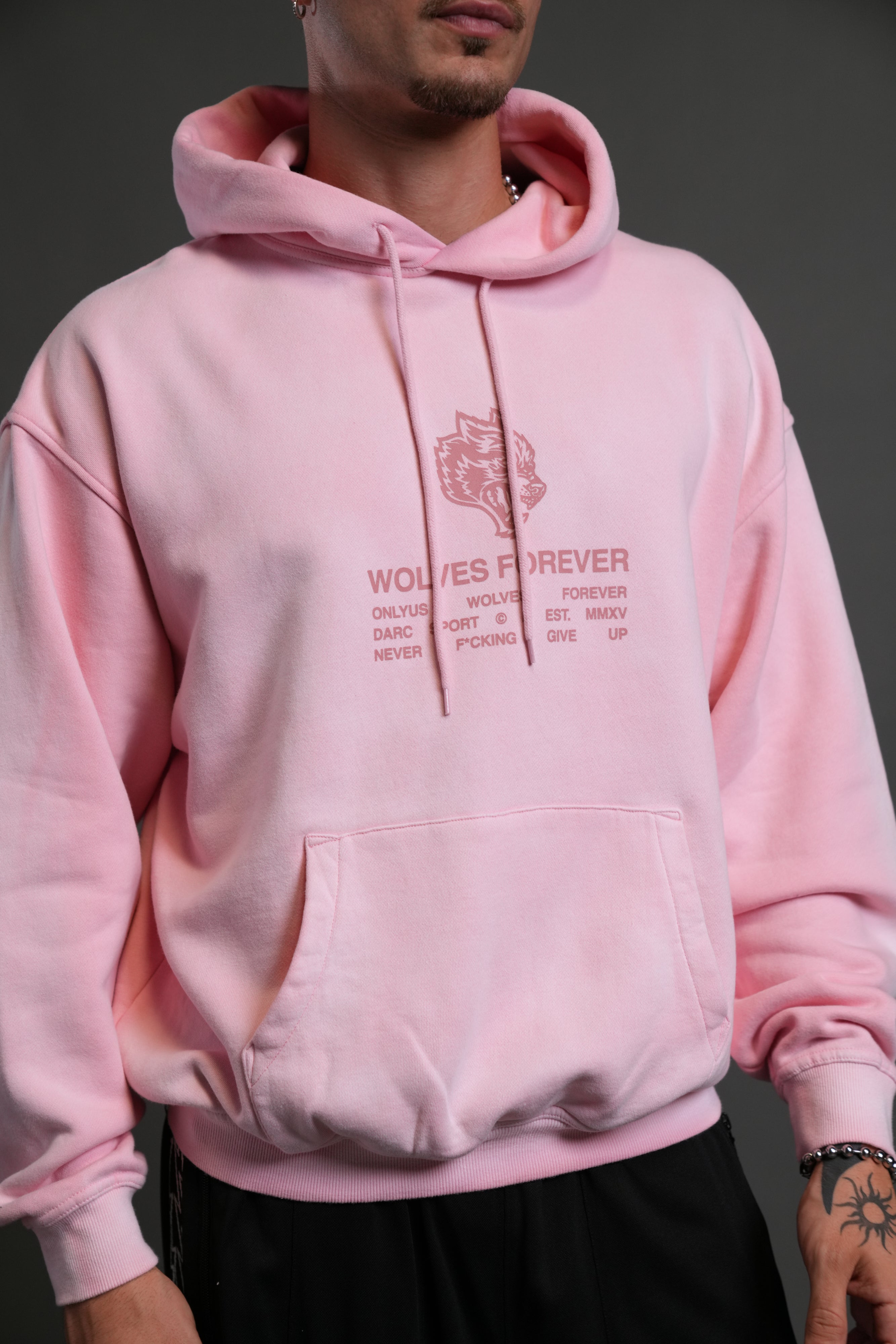 Wolves Have Your Back Unisex "Bishop" Hoodie in Cherry Blossom Halo Wash
