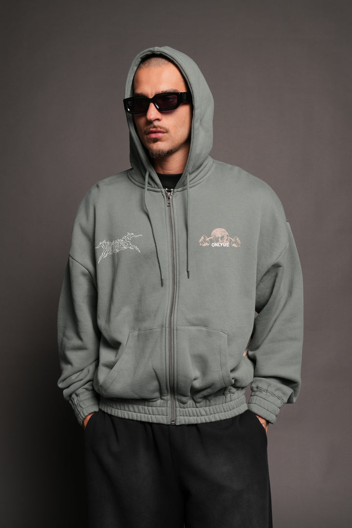 Wolves Bodybuilding Club Chambers Zip Hoodie In Hunter Green
