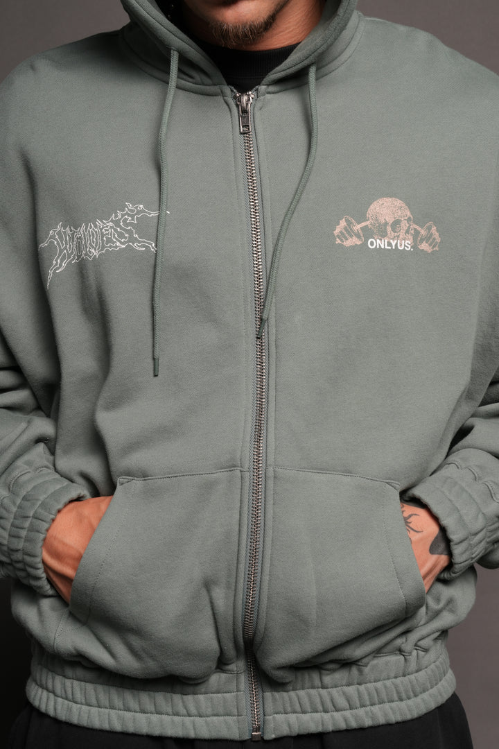 Wolves Bodybuilding Club Chambers Zip Hoodie In Hunter Green