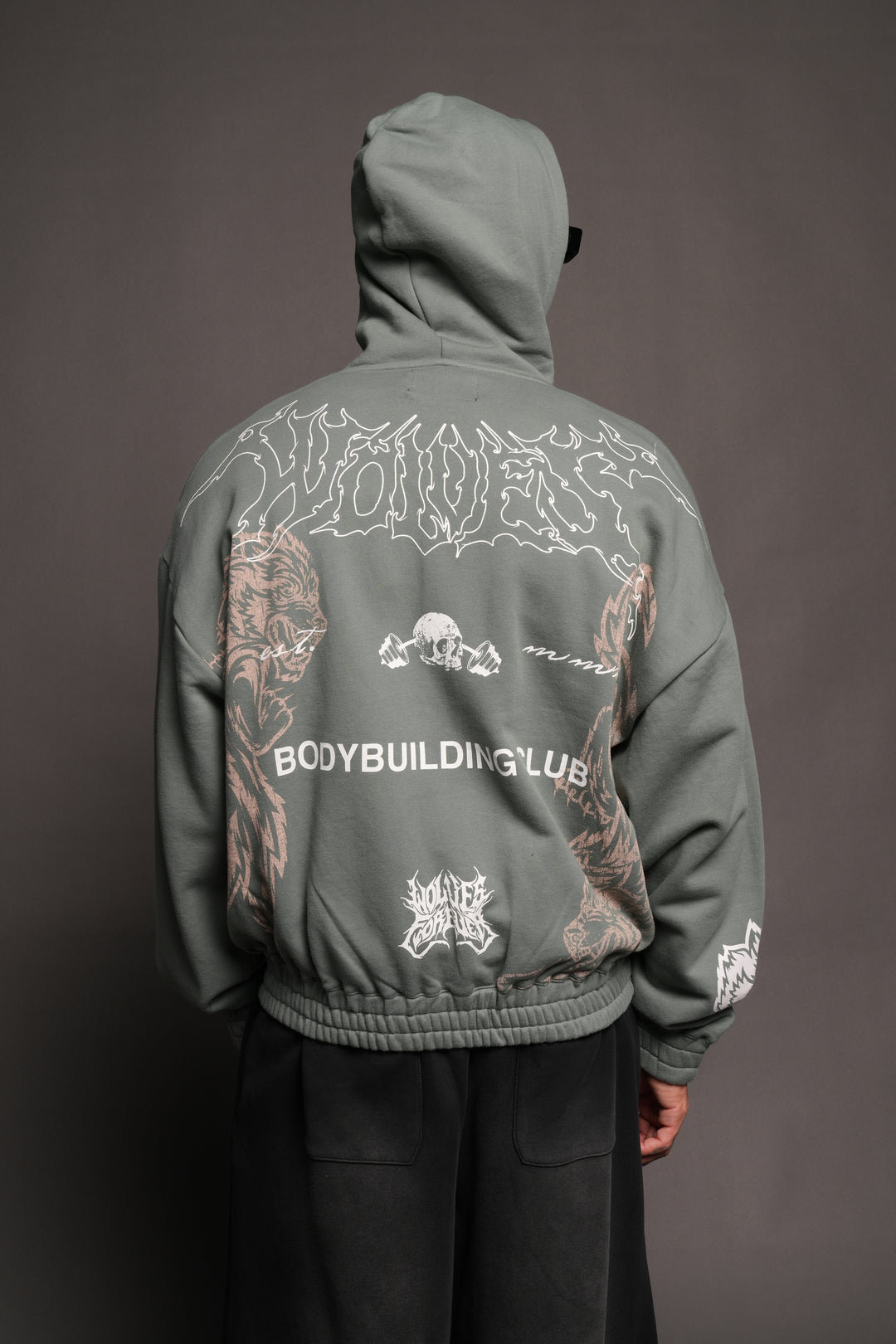 Wolves Bodybuilding Club Chambers Zip Hoodie In Hunter Green