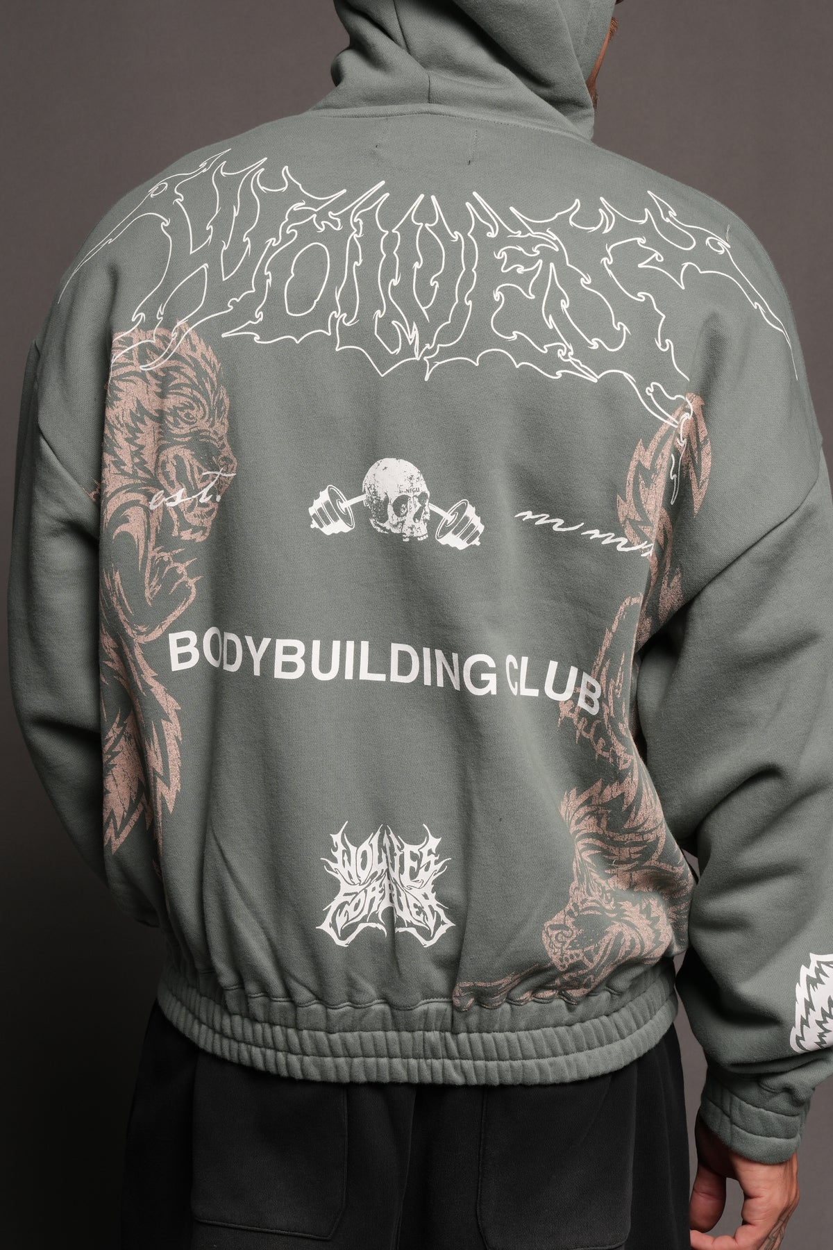 Wolves Bodybuilding Club Chambers Zip Hoodie In Hunter Green