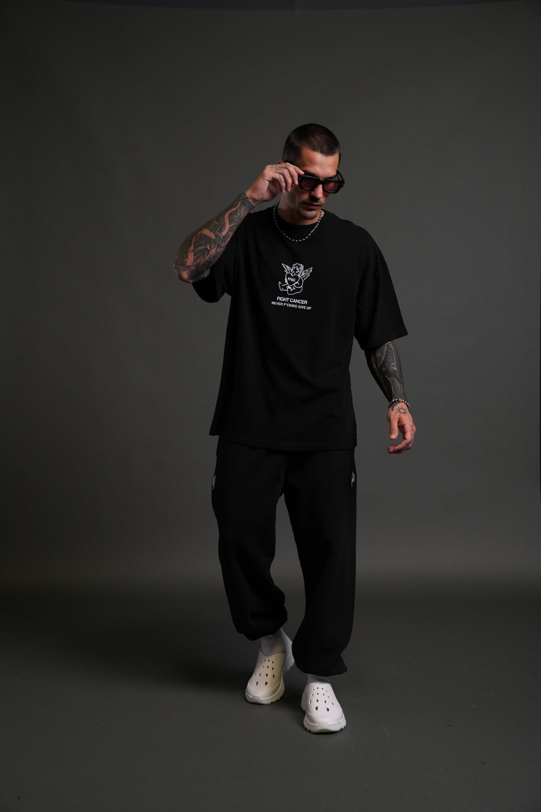 Never F*cking Give Up "Premium" Oversized Tee in Black