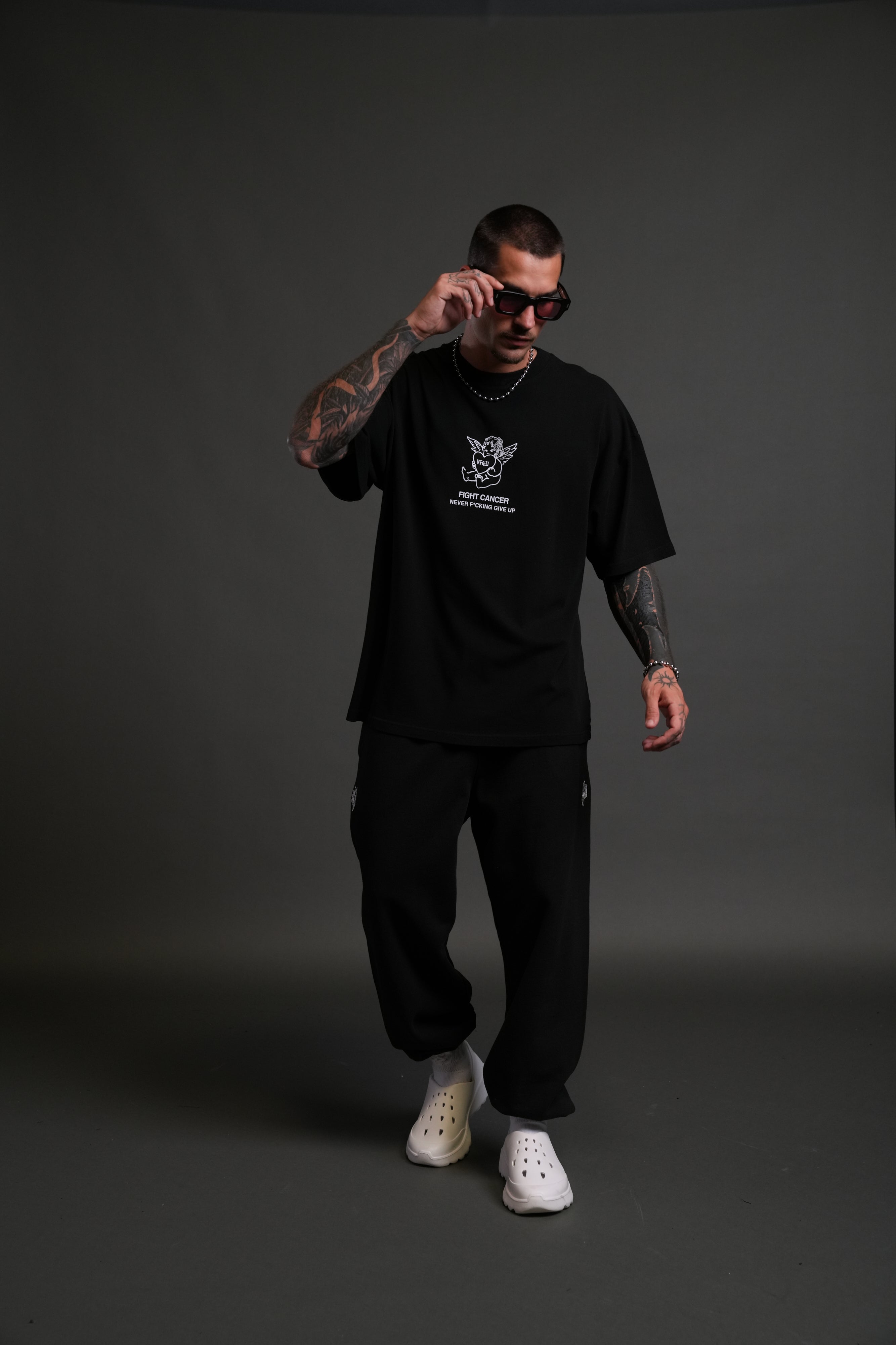 Never F*cking Give Up "Premium" Oversized Tee in Black