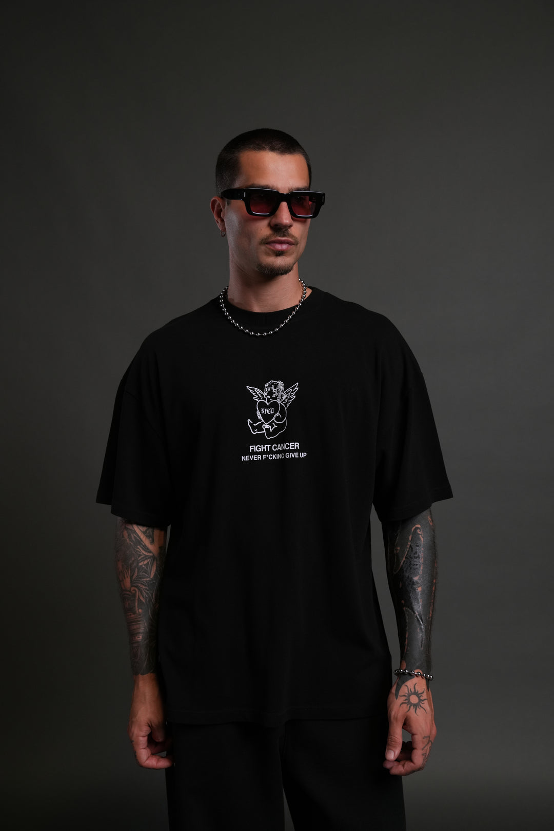 Never F*cking Give Up "Premium" Oversized Tee in Black
