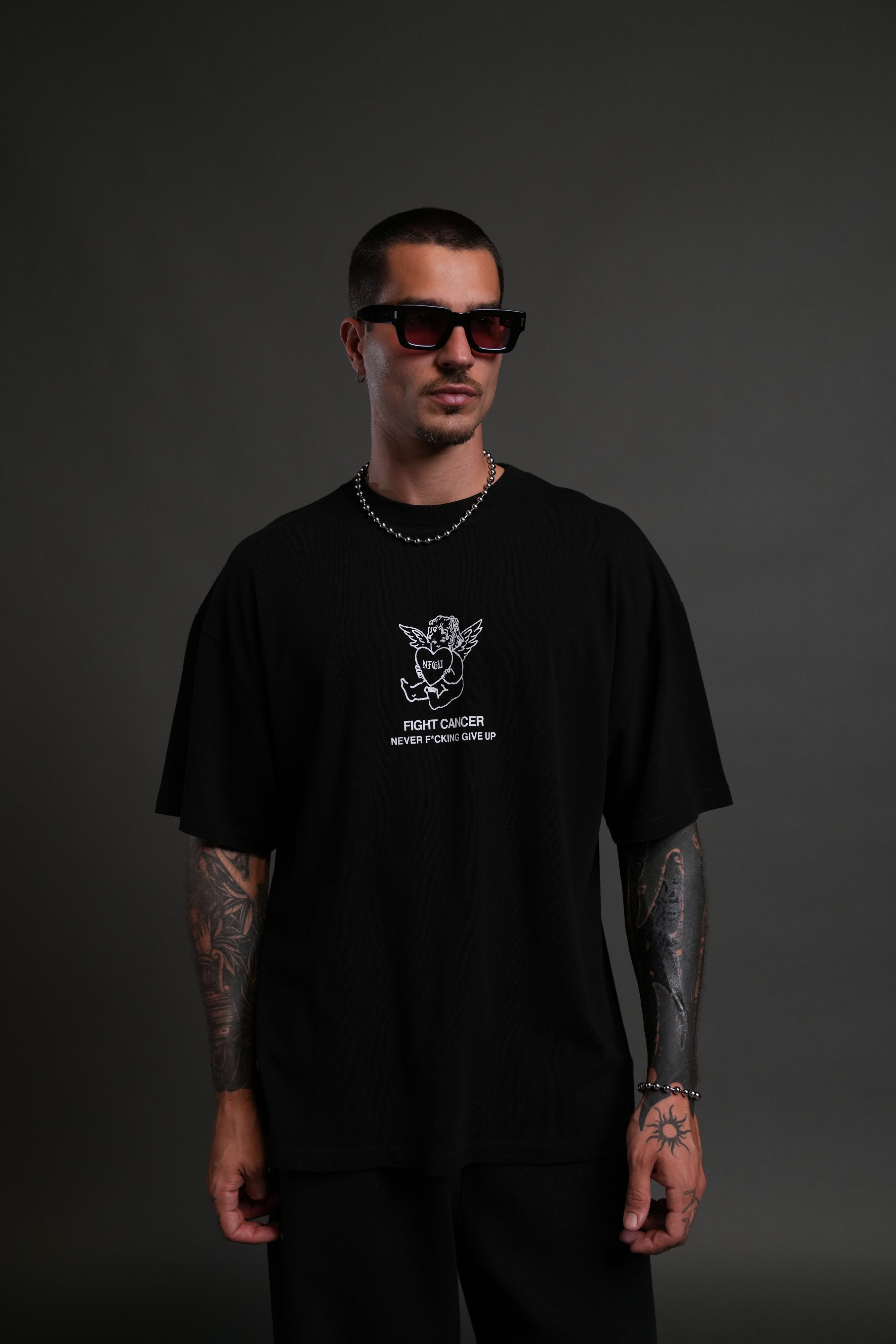 Never F*cking Give Up "Premium" Oversized Tee in Black