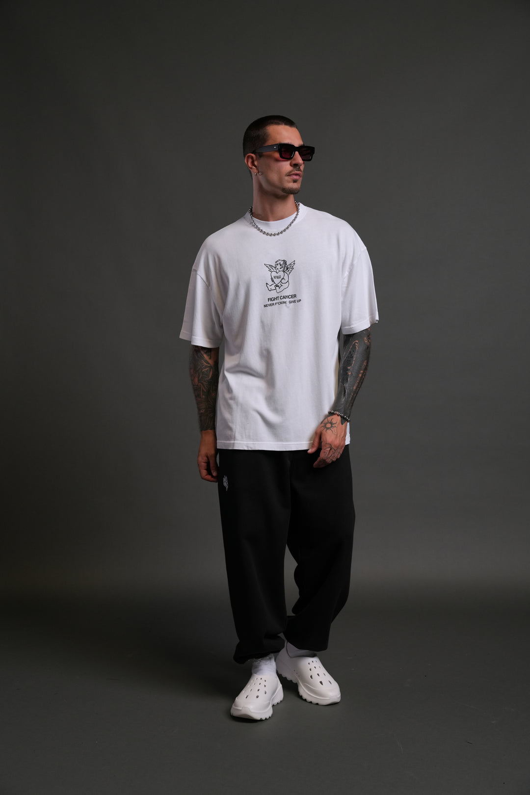 Never F*cking Give Up "Premium" Oversized Tee in White