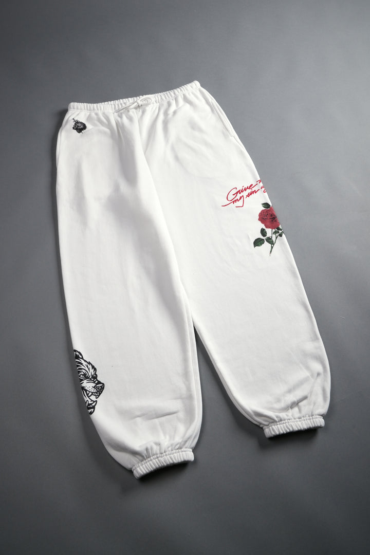 Sin Again Unisex Lightweight Lounger Sweat Pants in Cream