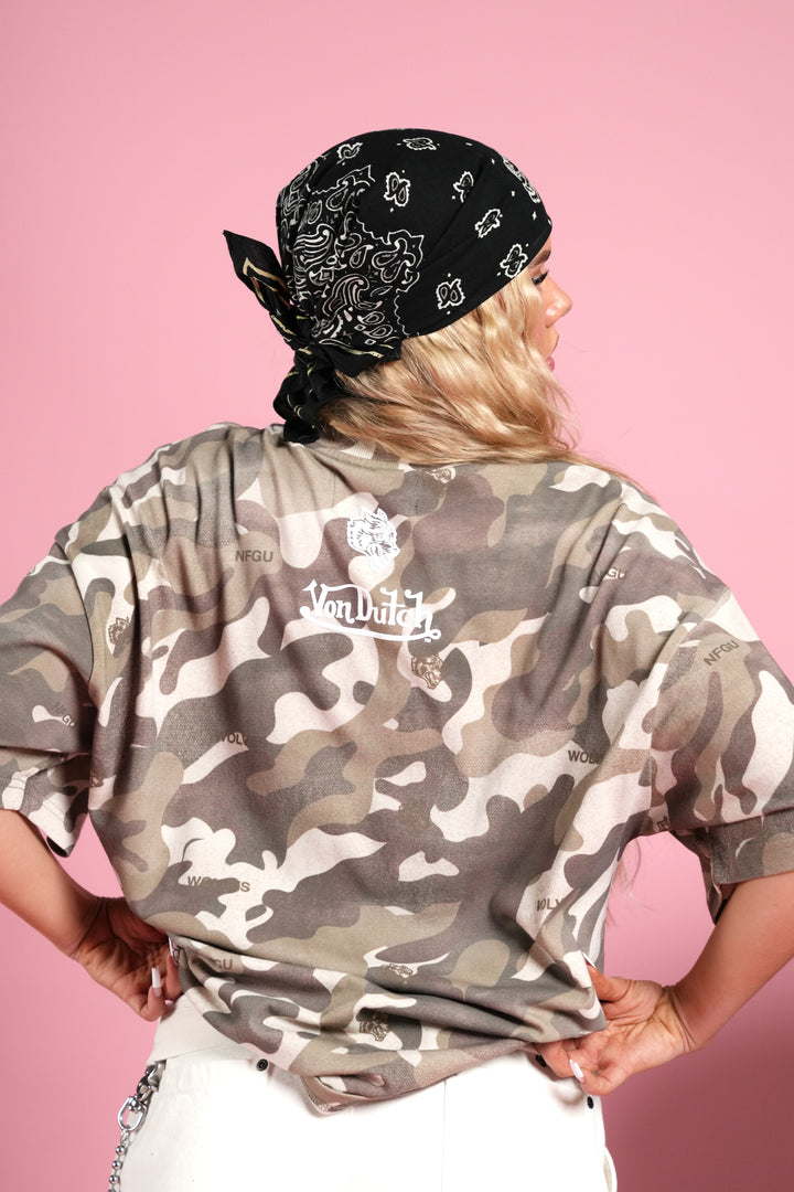 Flight Club V2 Premium Oversized Tee in Dsvd Green Camo