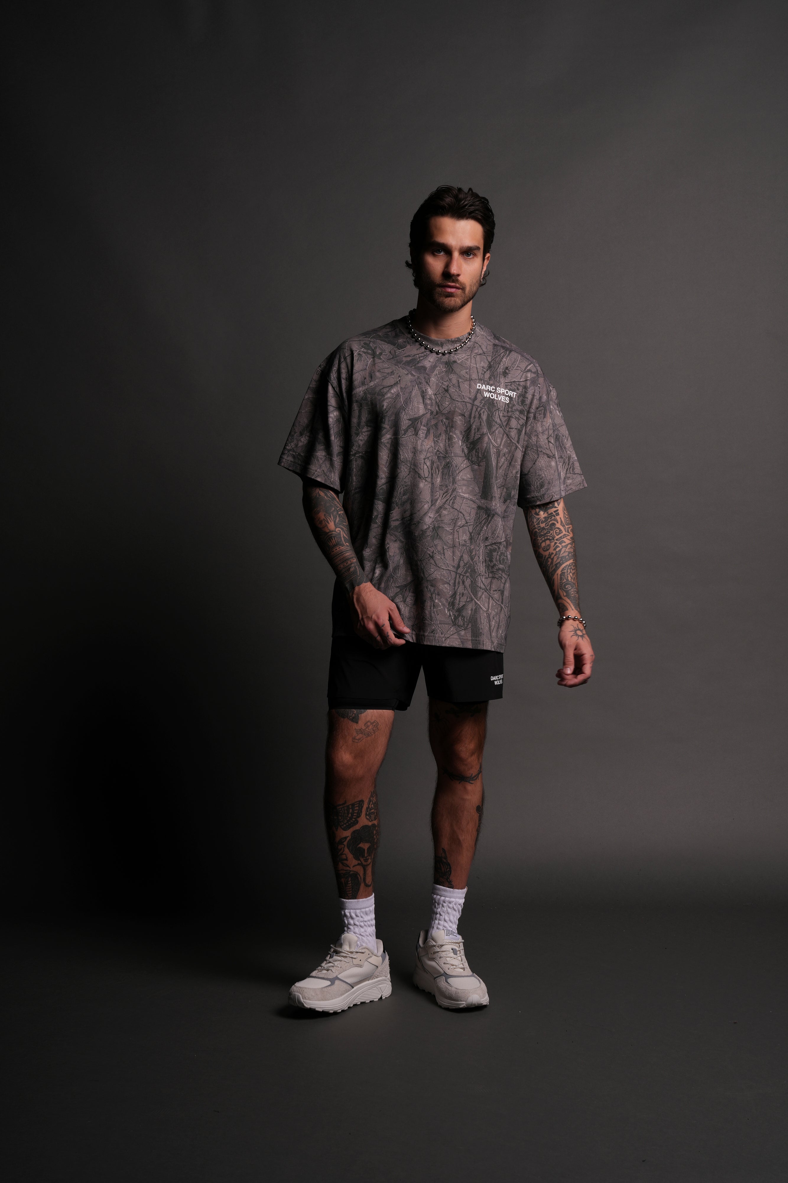 Darc Sport Wolves "Premium" Oversized Tee in Driftwood Wolf Forest Camo