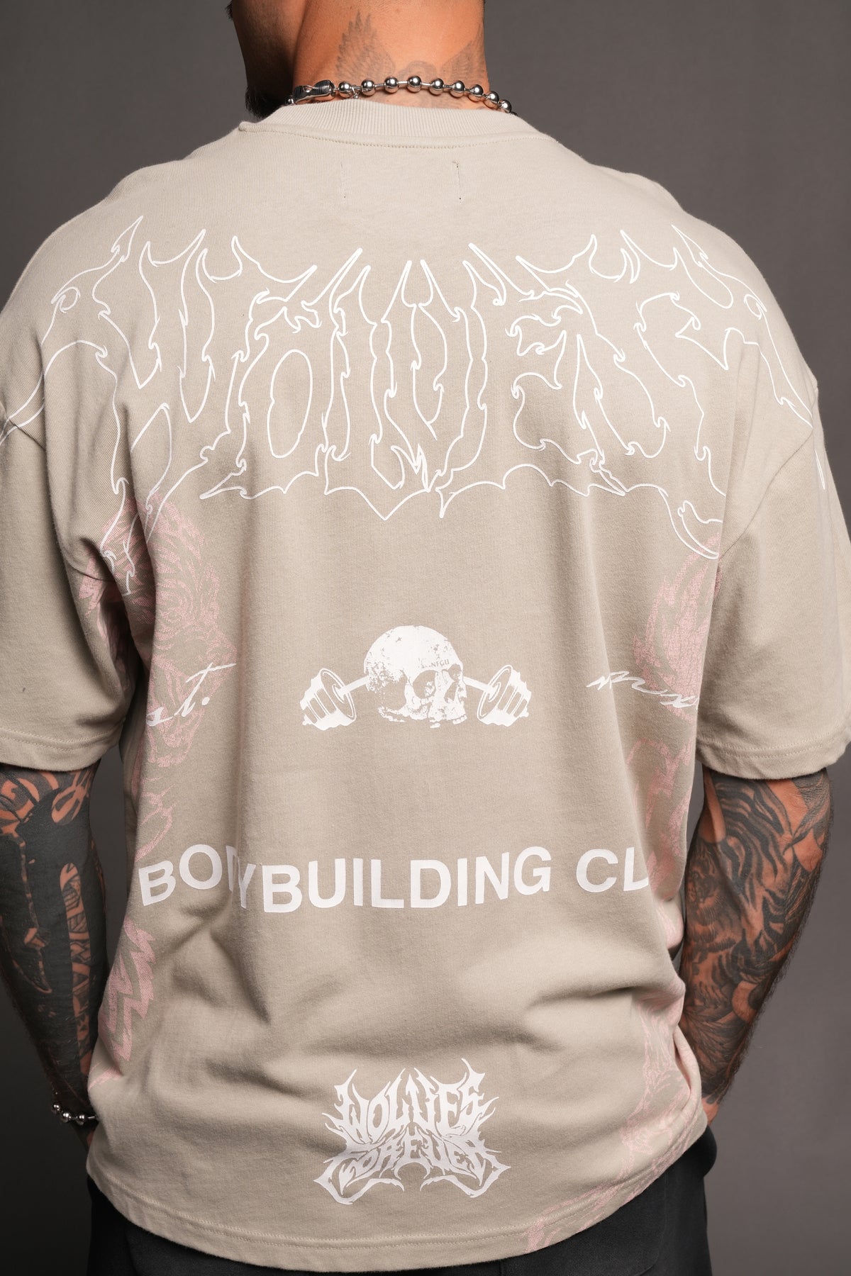 Wolves Bodybuilding Club Premium Tee In Cactus Gray
