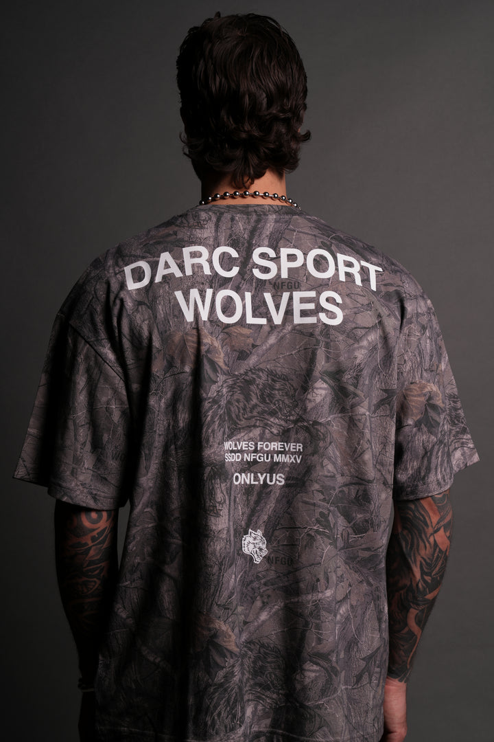 Darc Sport Wolves "Premium" Oversized Tee in Driftwood Wolf Forest Camo