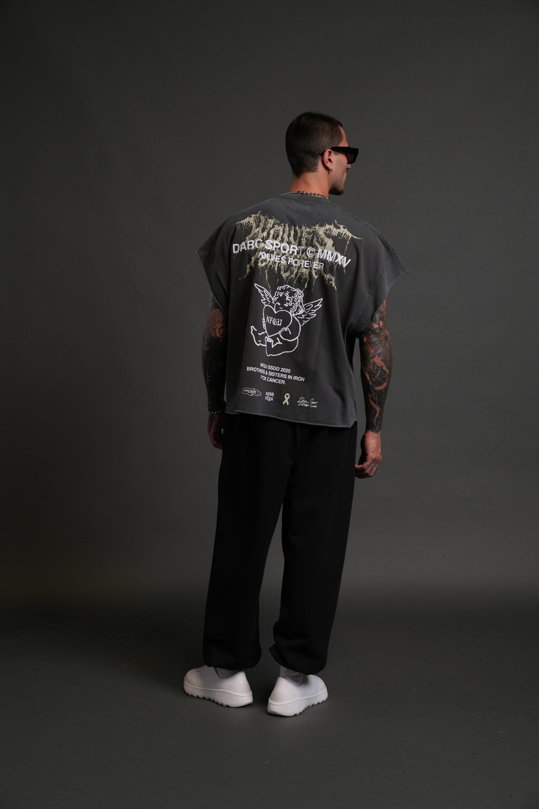 Cherub Core Grunge Cut-Off Tee in Wolf Gray