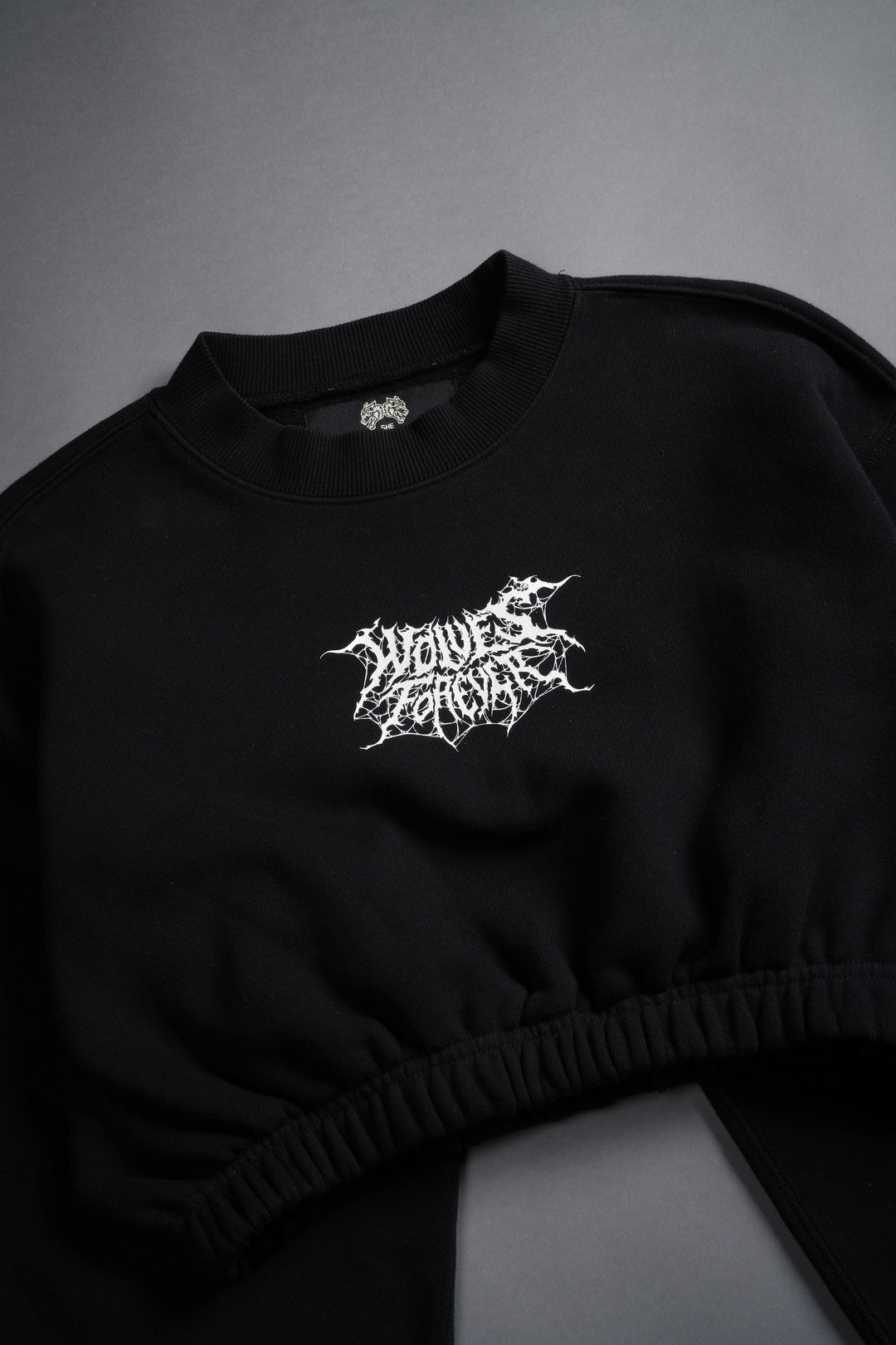 Darc Web "Gwen" (Cropped) Crewneck in Black