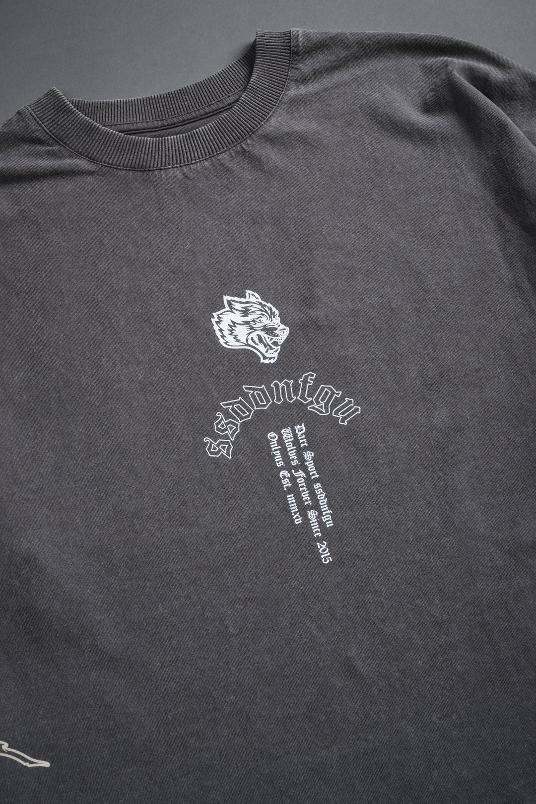Reaper Tour Grunge Mid Length Raw Hem Tee in Slate Gray