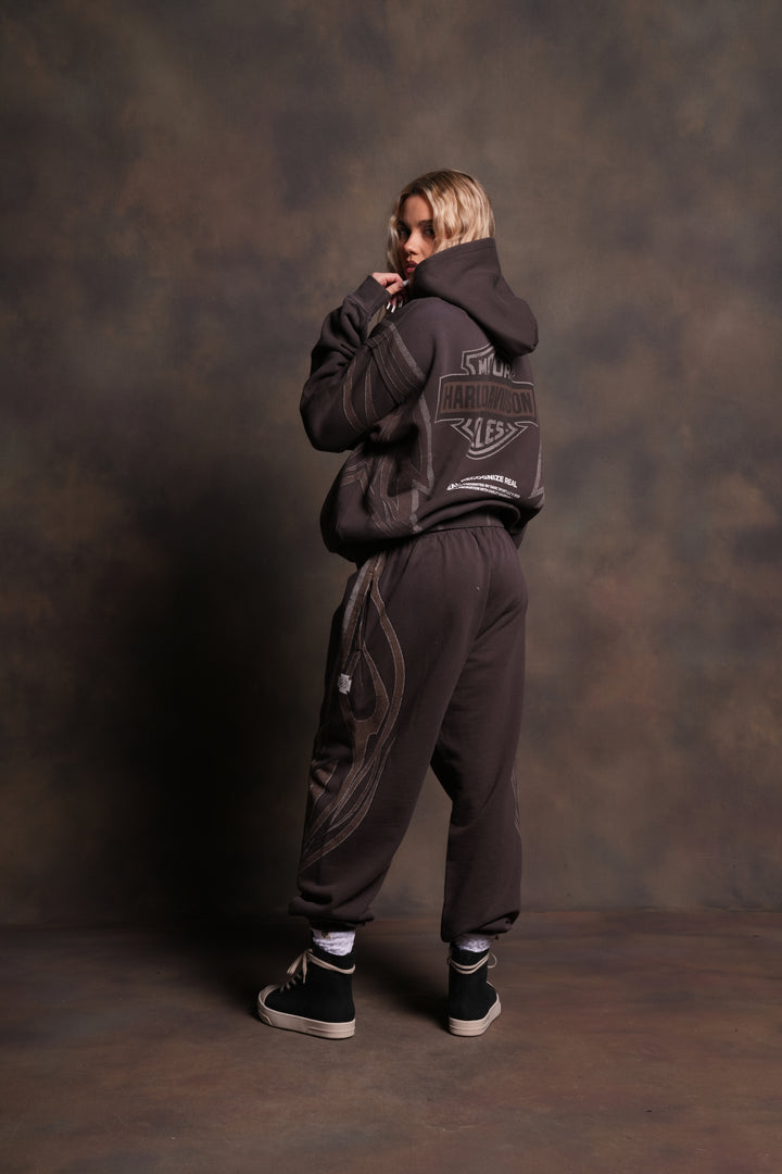 Real Recognize Real Unisex "Pierce" Hoodie in Darc Brown Drift Wash