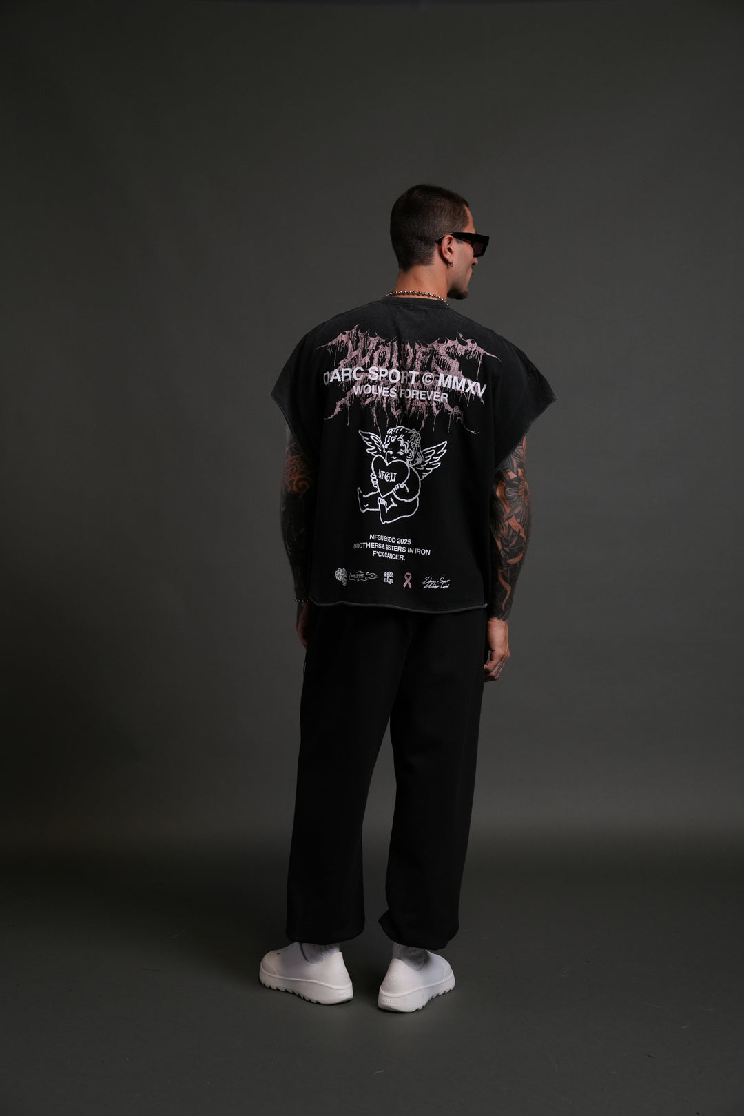 Cherub Core Grunge Cut-Off Tee in Black
