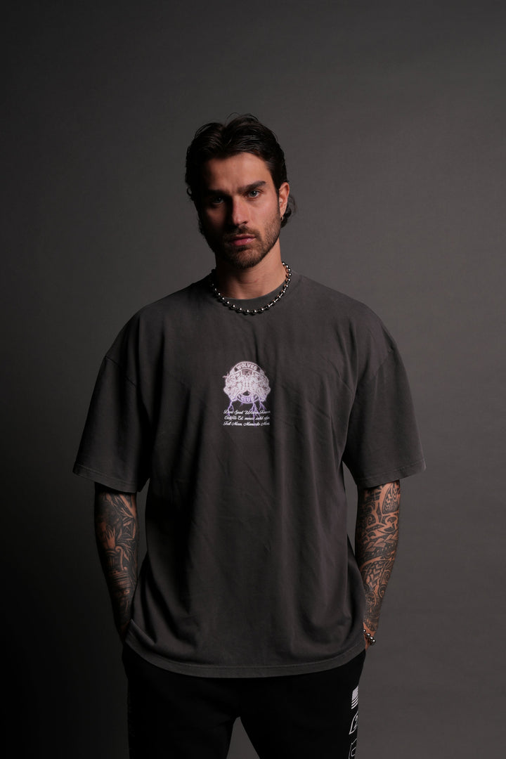 Thunder "Premium" Oversized Tee in Wolf Gray/Purple Lightning