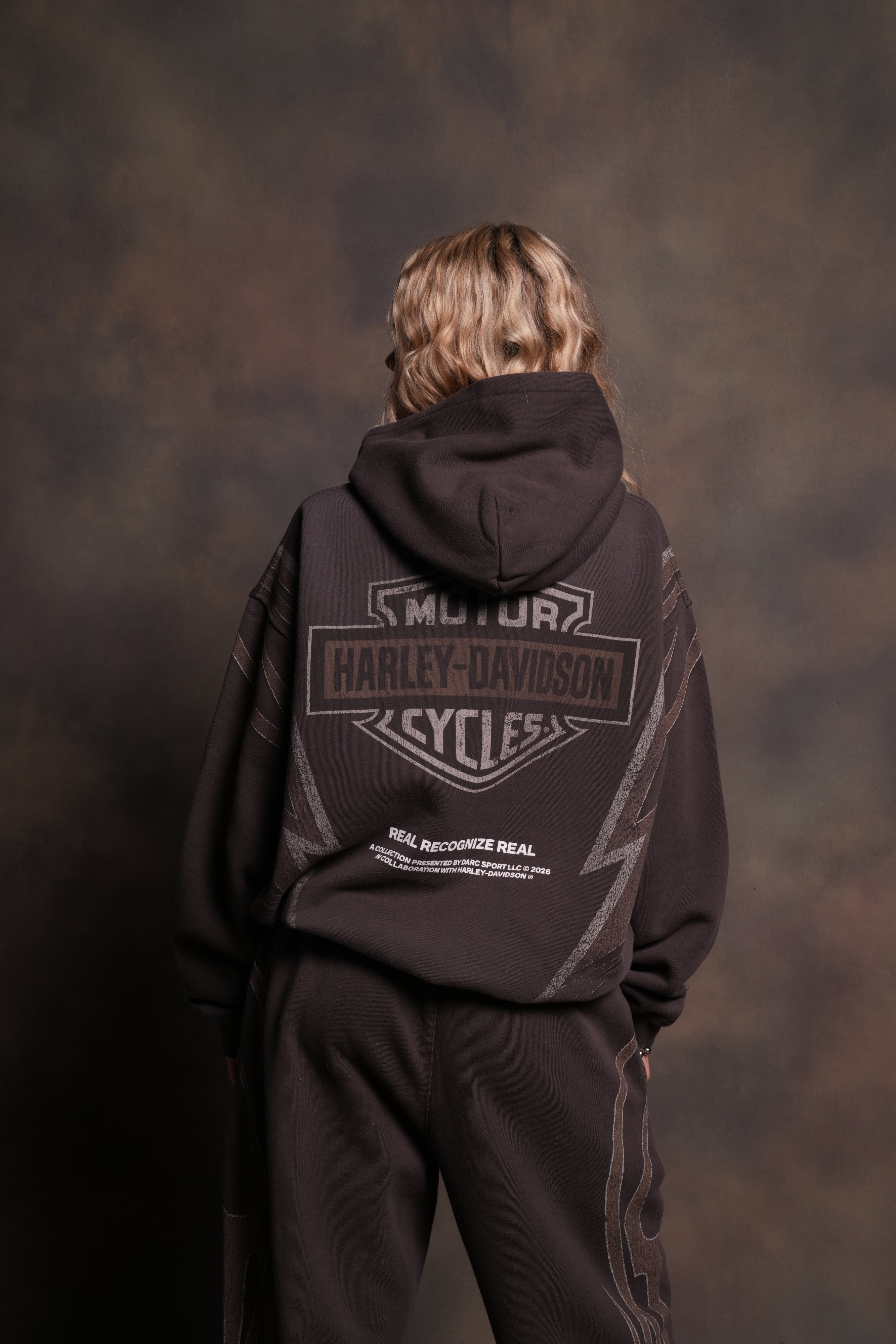 Real Recognize Real Unisex "Pierce" Hoodie in Darc Brown Drift Wash