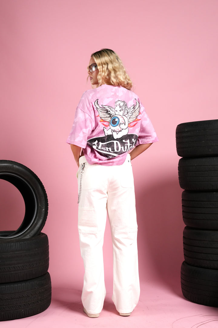 Von Wild V2 Premium Oversized Tee in Dsvd Bubblegum Camo