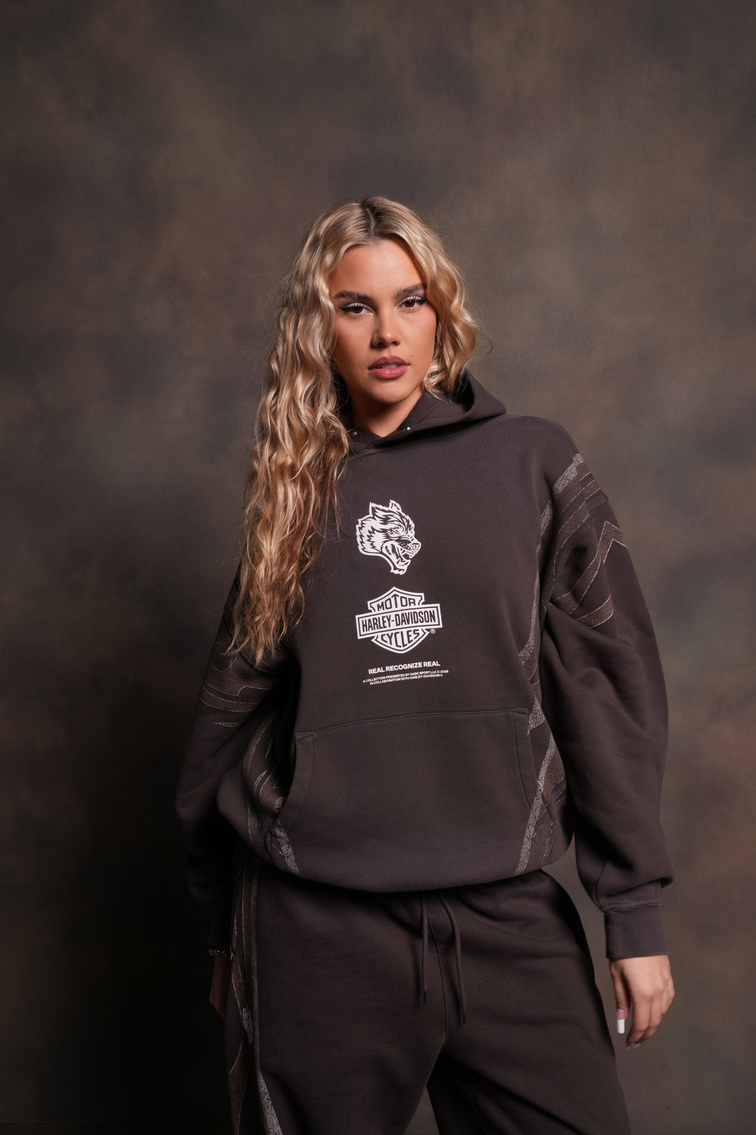 Real Recognize Real Unisex "Pierce" Hoodie in Darc Brown Drift Wash