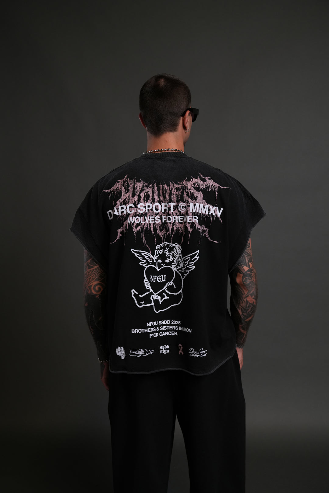 Cherub Core Grunge Cut-Off Tee in Black