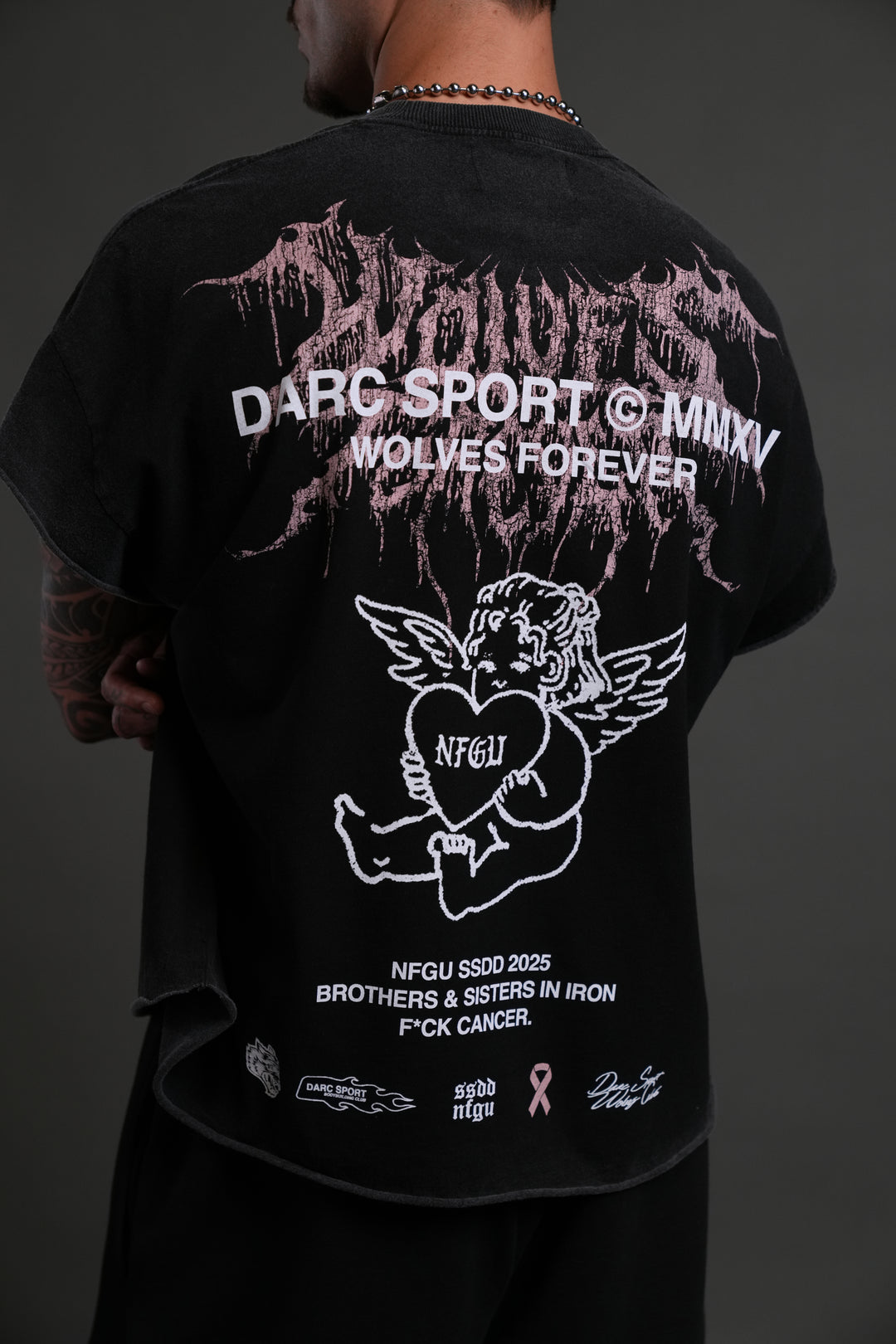 Cherub Core Grunge Cut-Off Tee in Black