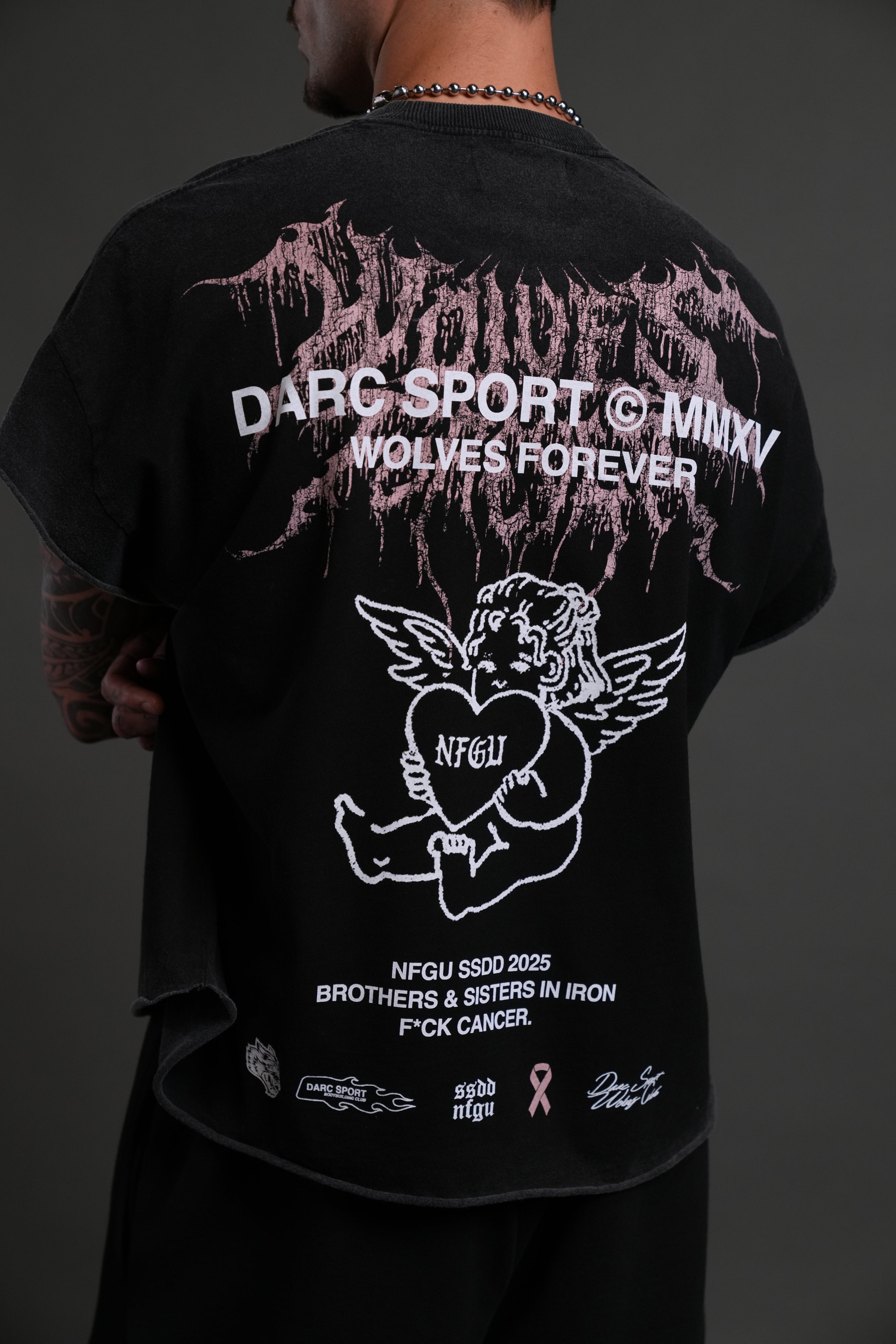 Cherub Core Grunge Cut-Off Tee in Black