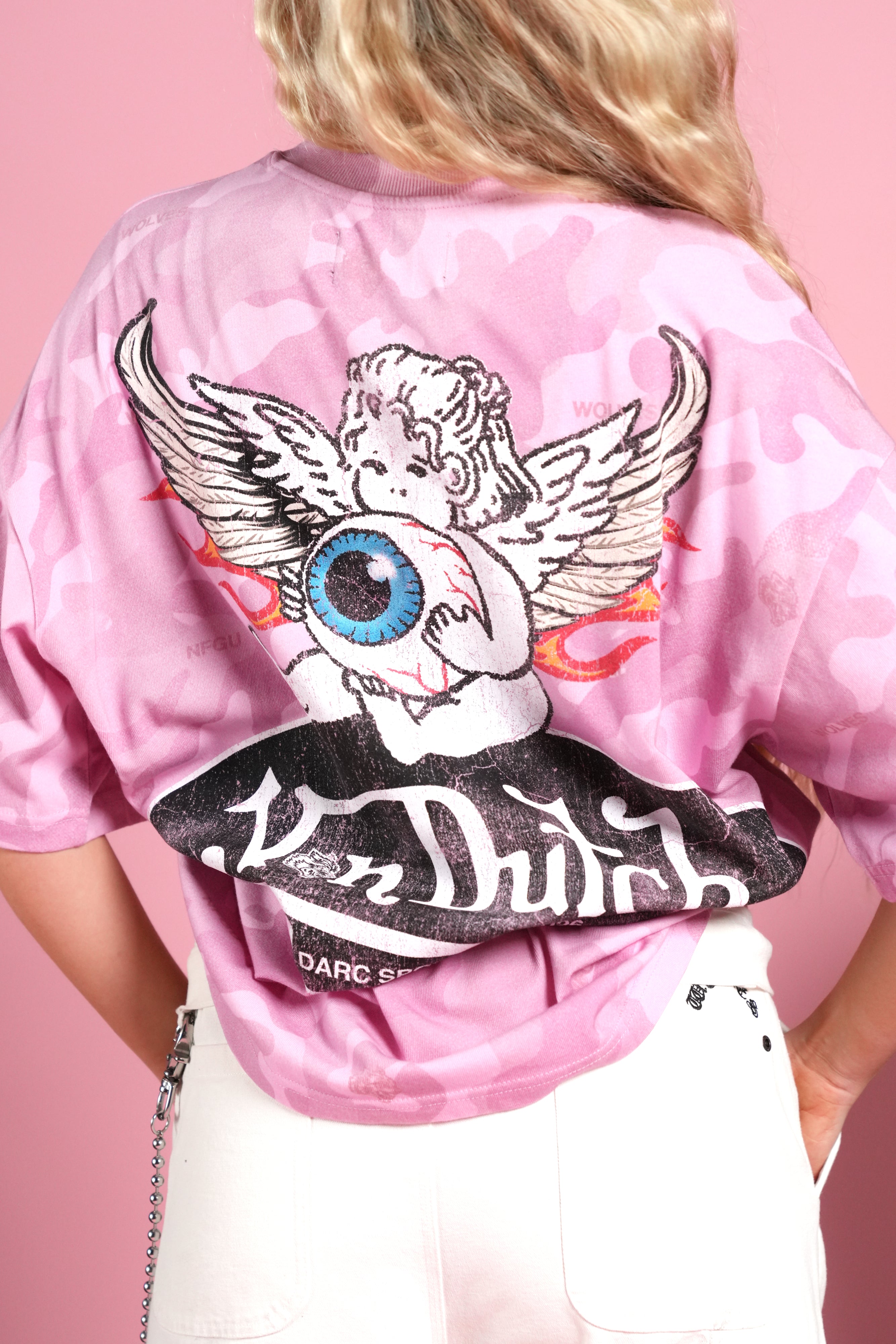 Von Wild V2 Premium Oversized Tee in Dsvd Bubblegum Camo