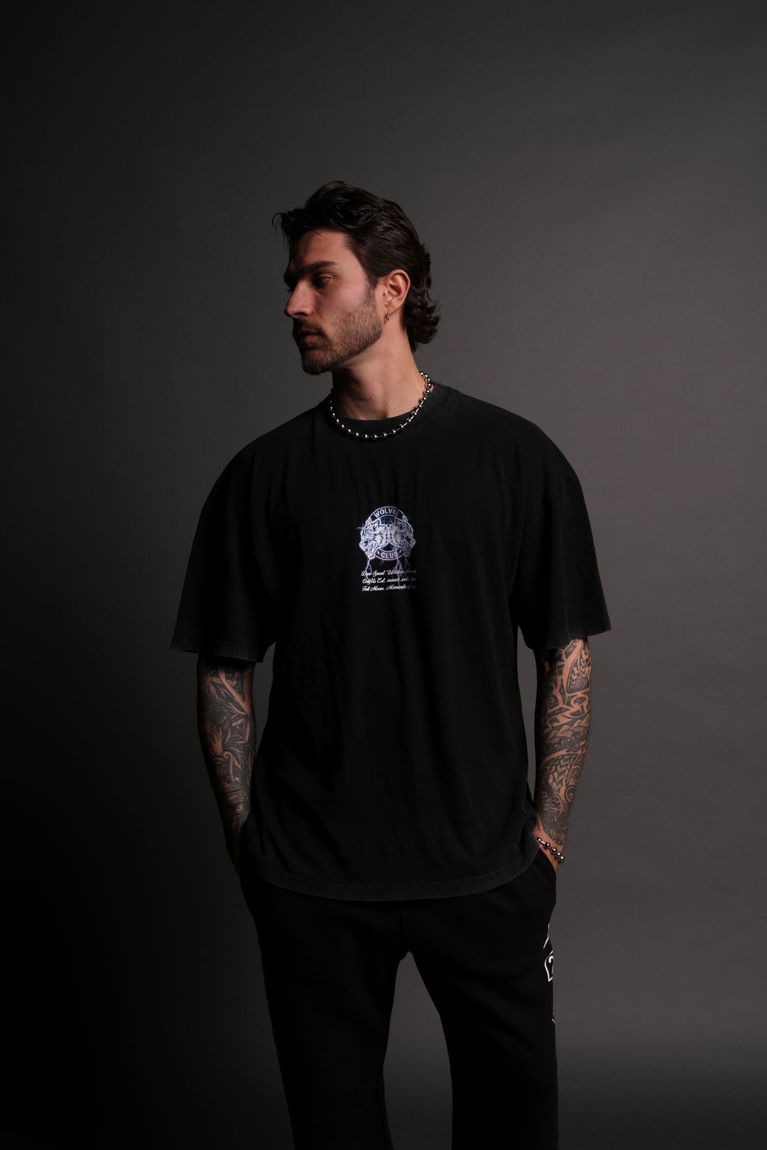 Thunder "Premium" Oversized Tee in Black/Purple Lightning