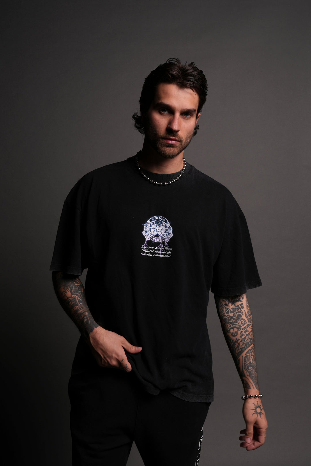 Thunder "Premium" Oversized Tee in Black/Purple Lightning