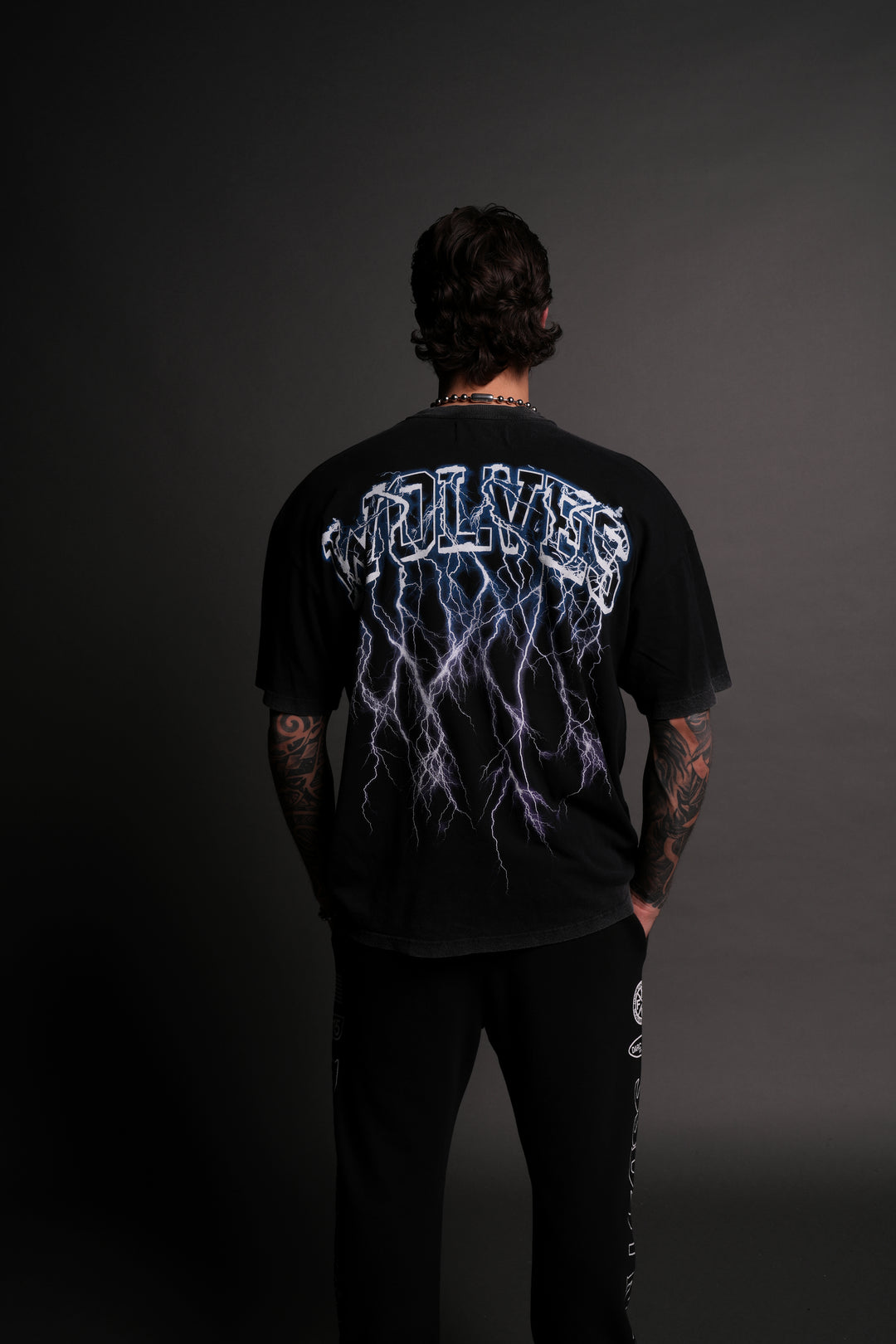 Thunder "Premium" Oversized Tee in Black/Purple Lightning