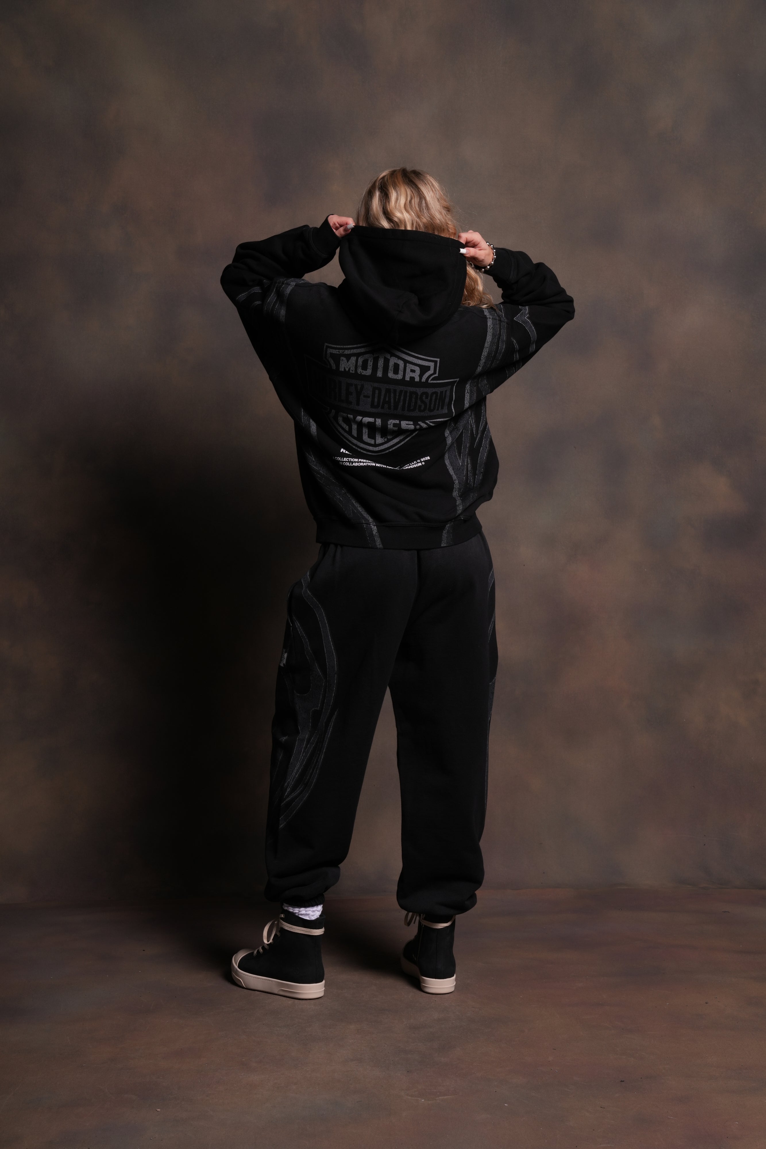 Real Recognize Real Unisex "Pierce" Hoodie in Black Drift Wash