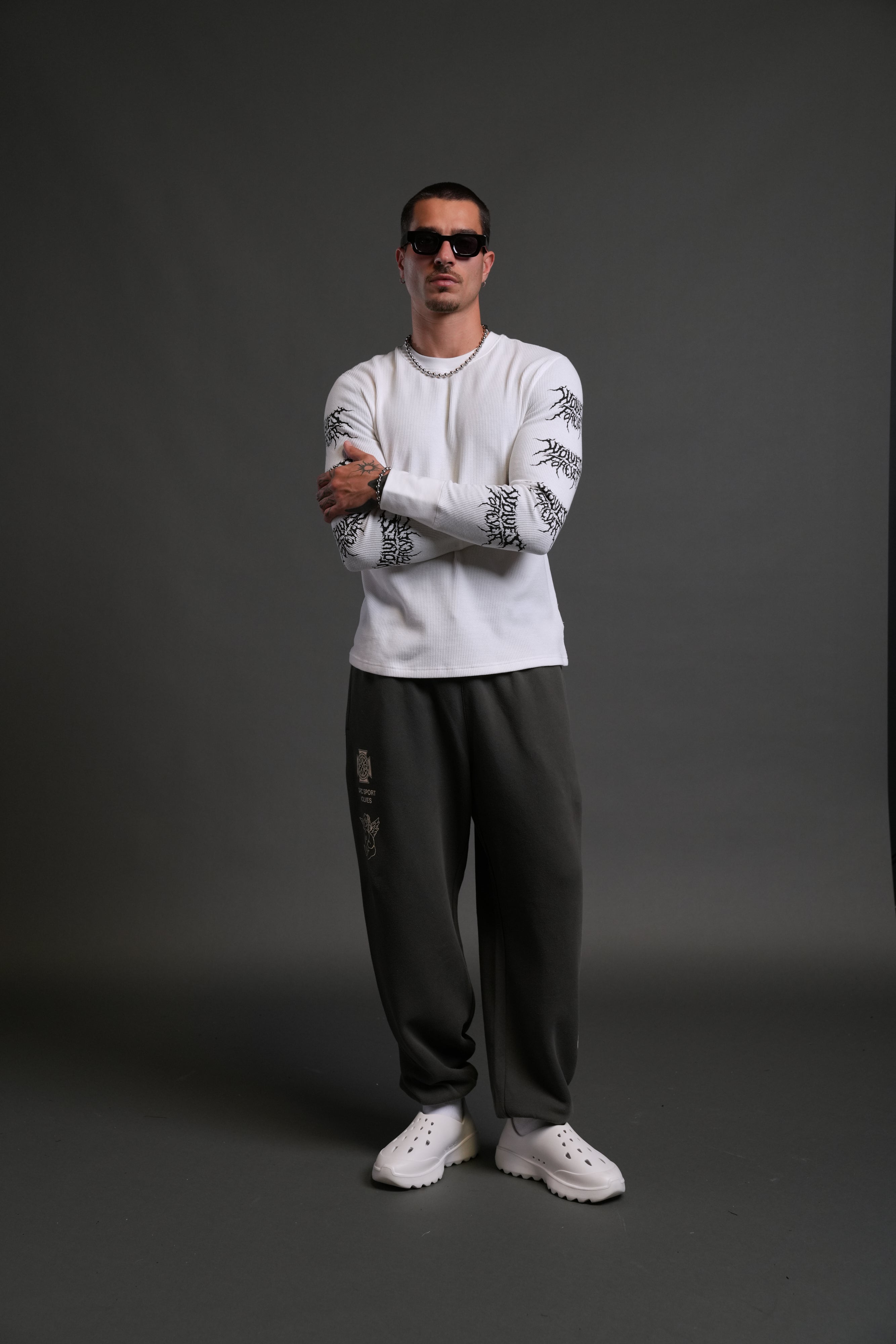 Heart Cherub Lightweight Lounger Sweat Pants in Wolf Gray Halo Wash