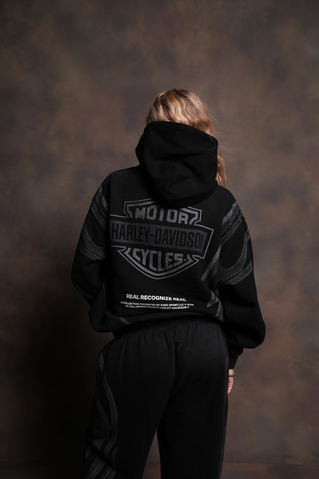 Real Recognize Real Unisex "Pierce" Hoodie in Black Drift Wash