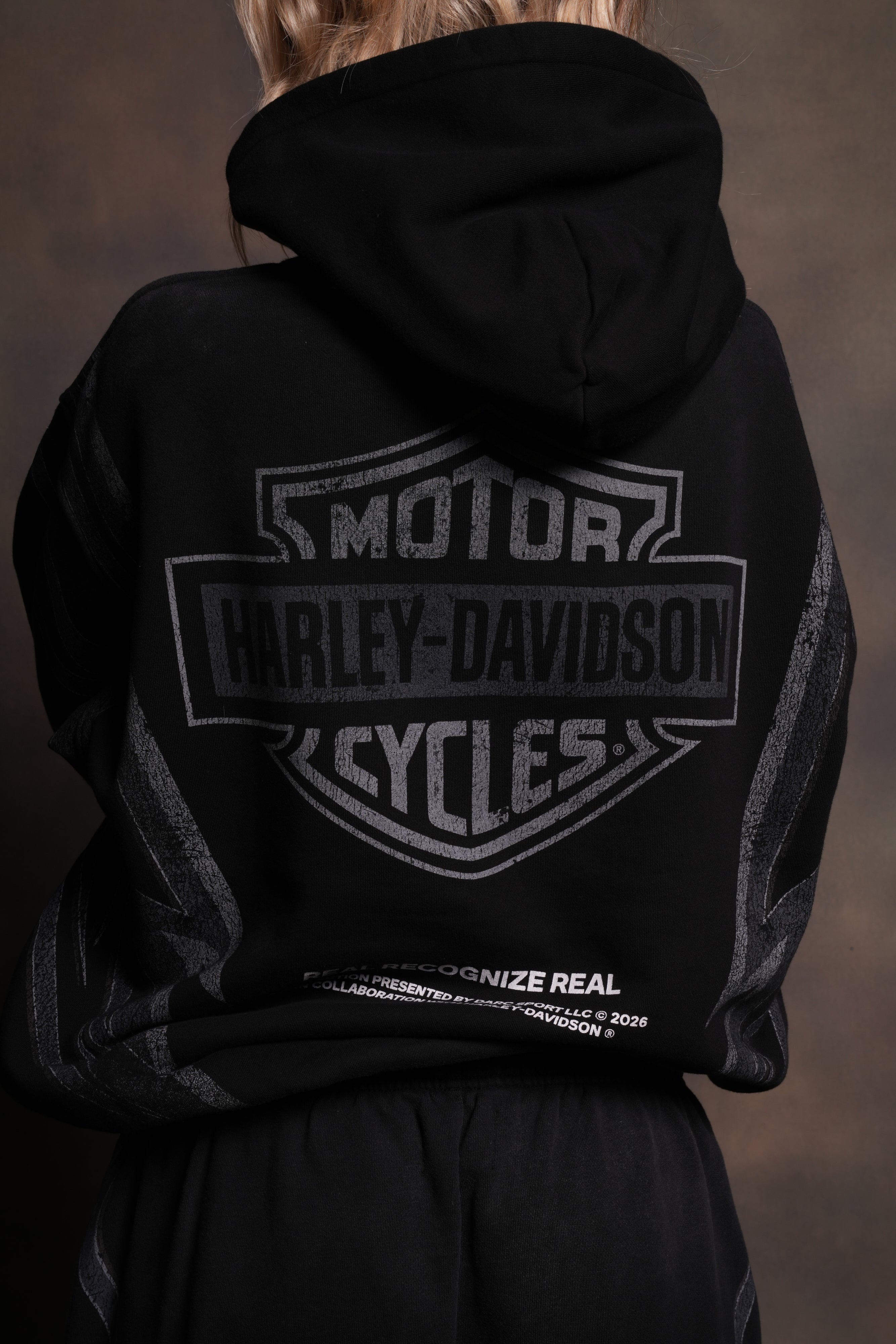 Real Recognize Real Unisex "Pierce" Hoodie in Black Drift Wash