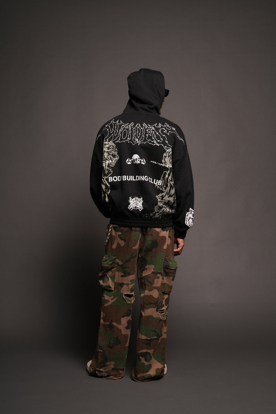 Wolves Bodybuilding Club Chambers Zip Hoodie In Black