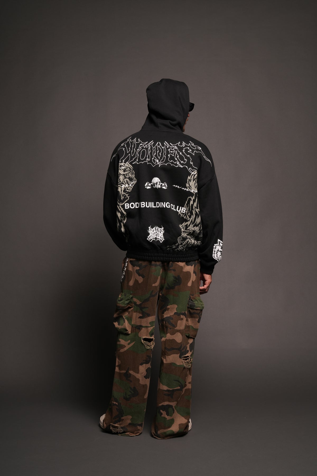 Wolves Bodybuilding Club Chambers Zip Hoodie In Black