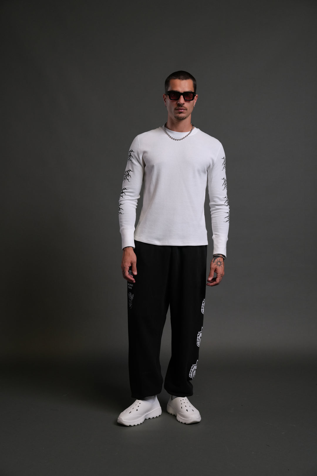 Heart Cherub Lightweight Lounger Sweat Pants in Black