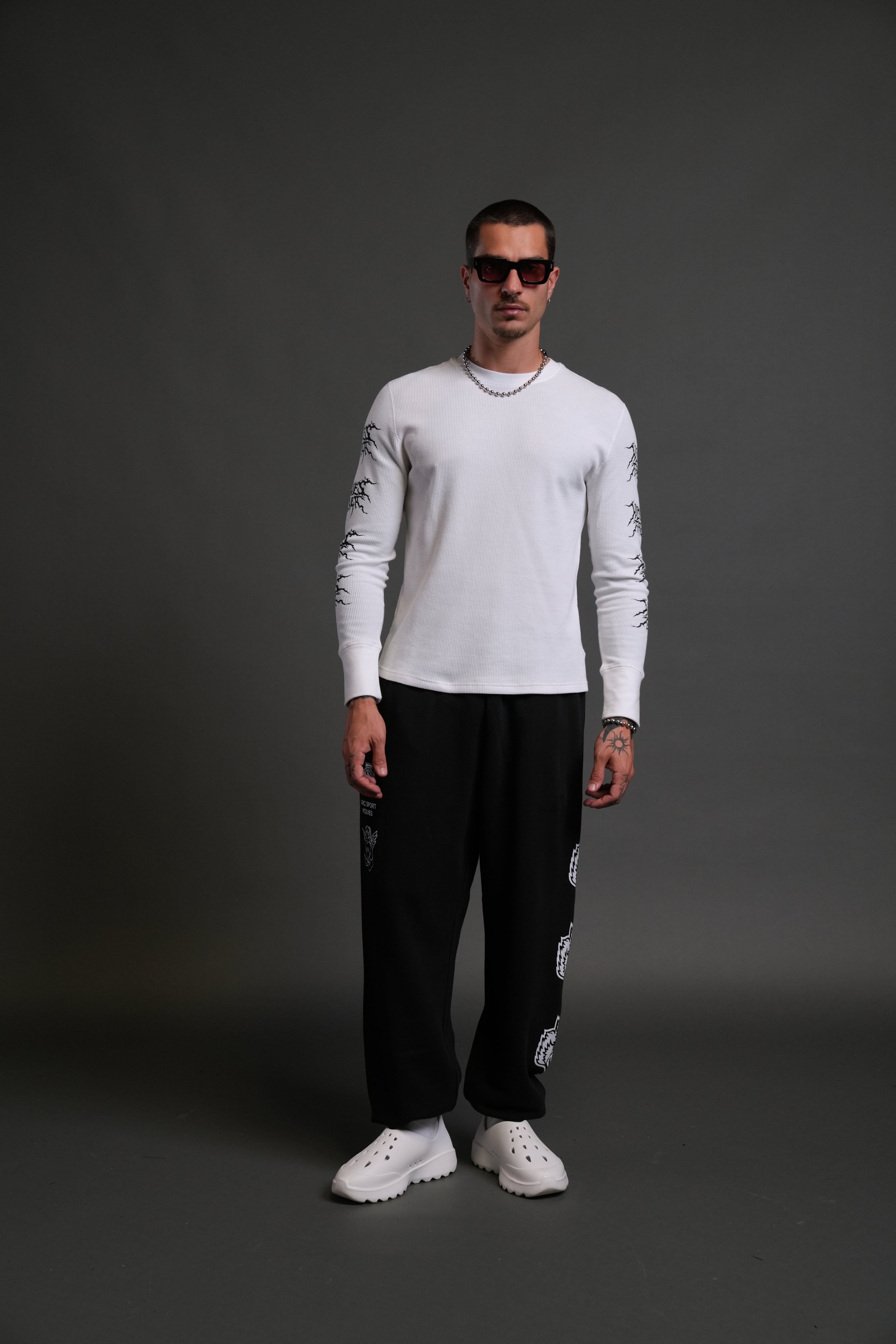 Heart Cherub Lightweight Lounger Sweat Pants in Black