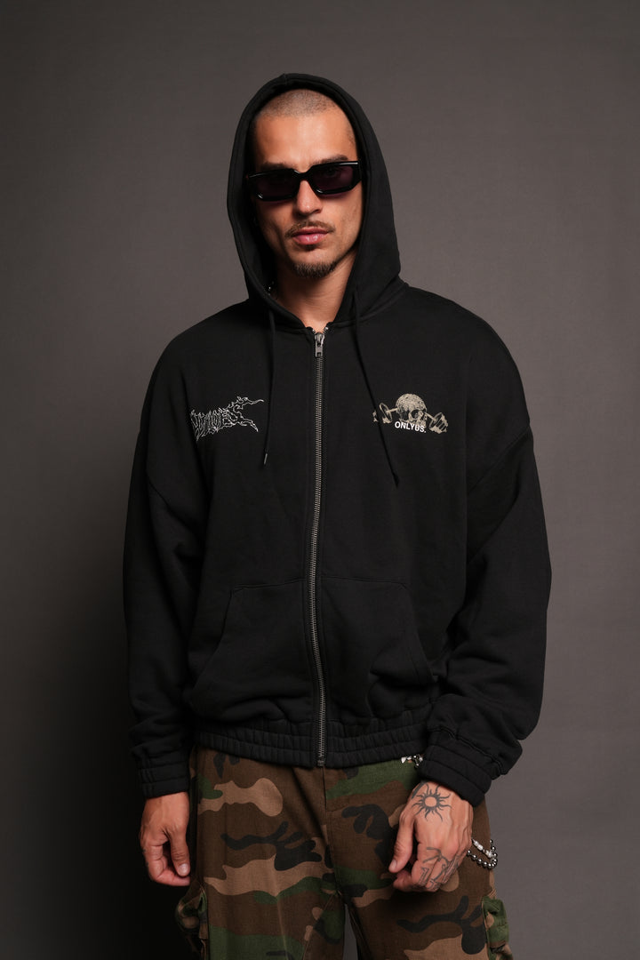Wolves Bodybuilding Club Chambers Zip Hoodie In Black