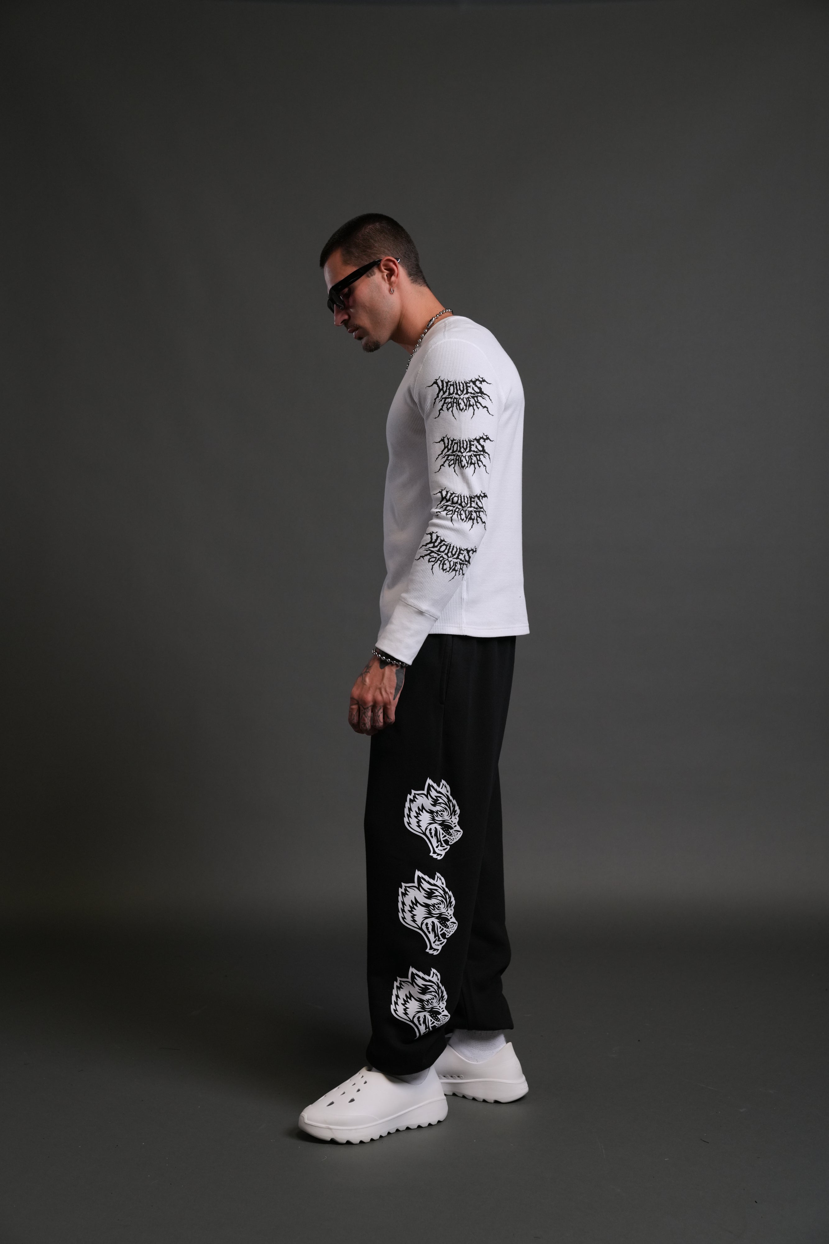 Heart Cherub Lightweight Lounger Sweat Pants in Black