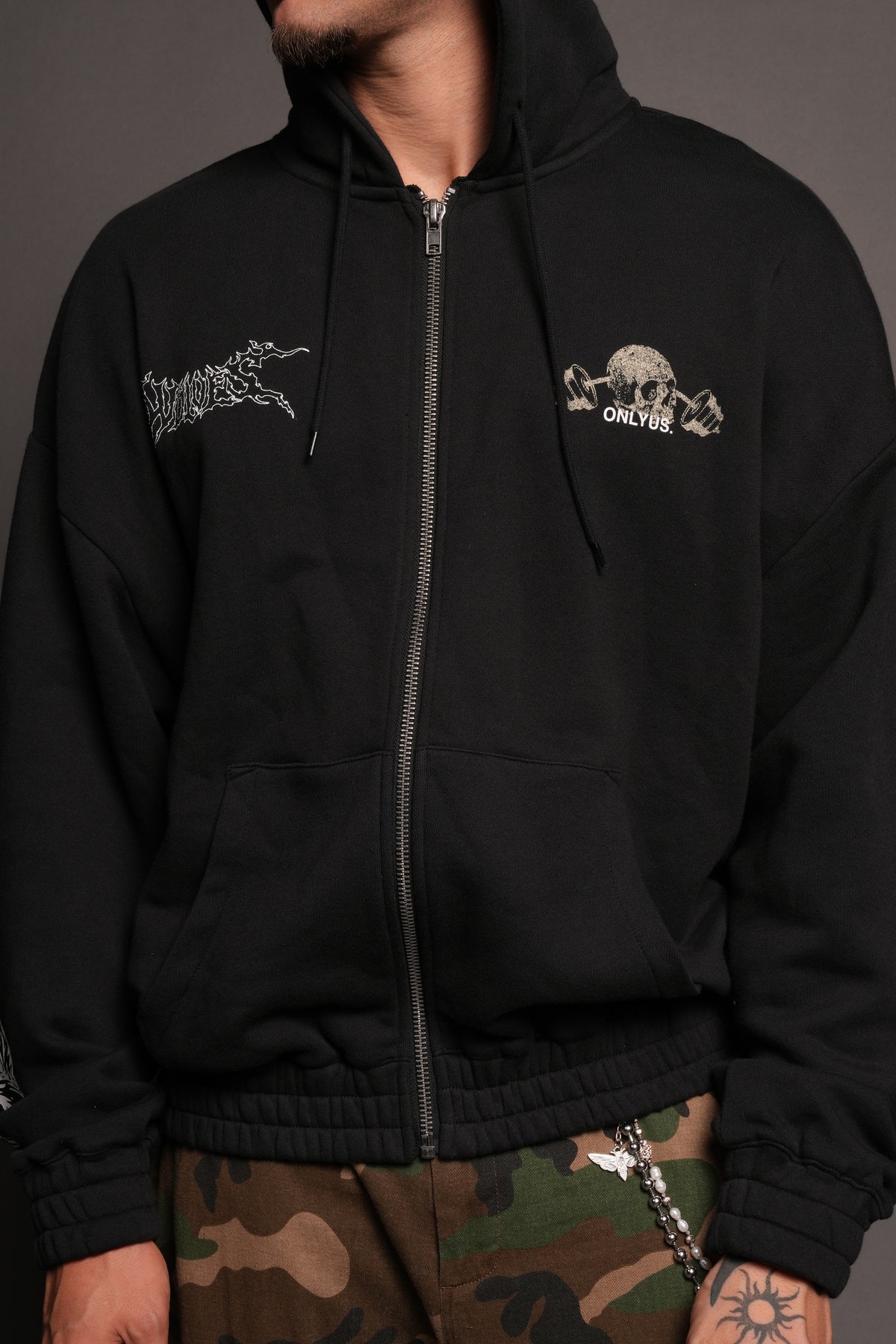Wolves Bodybuilding Club Chambers Zip Hoodie In Black