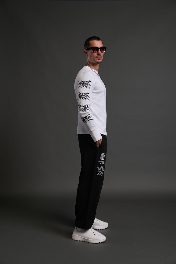 Heart Cherub Lightweight Lounger Sweat Pants in Black