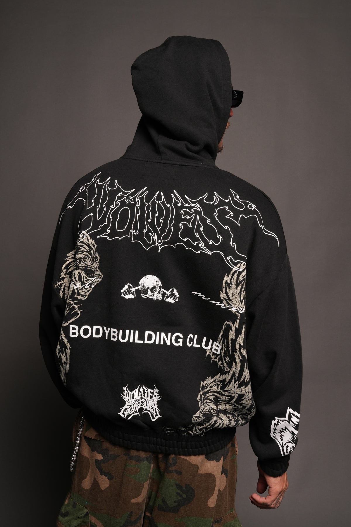 Wolves Bodybuilding Club Chambers Zip Hoodie In Black