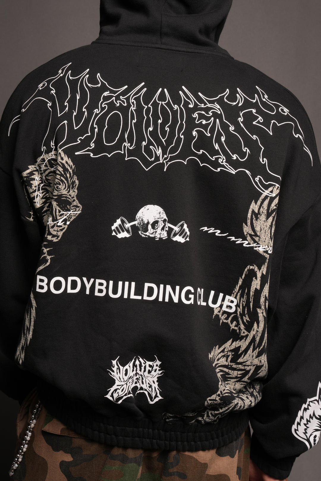 Wolves Bodybuilding Club Chambers Zip Hoodie In Black
