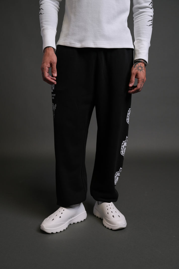 Heart Cherub Lightweight Lounger Sweat Pants in Black