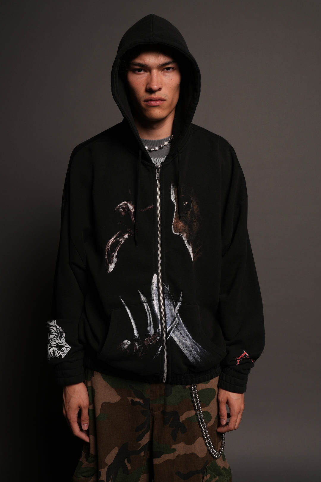 Freddy Vs Jason Chambers Zip Hoodie In Black