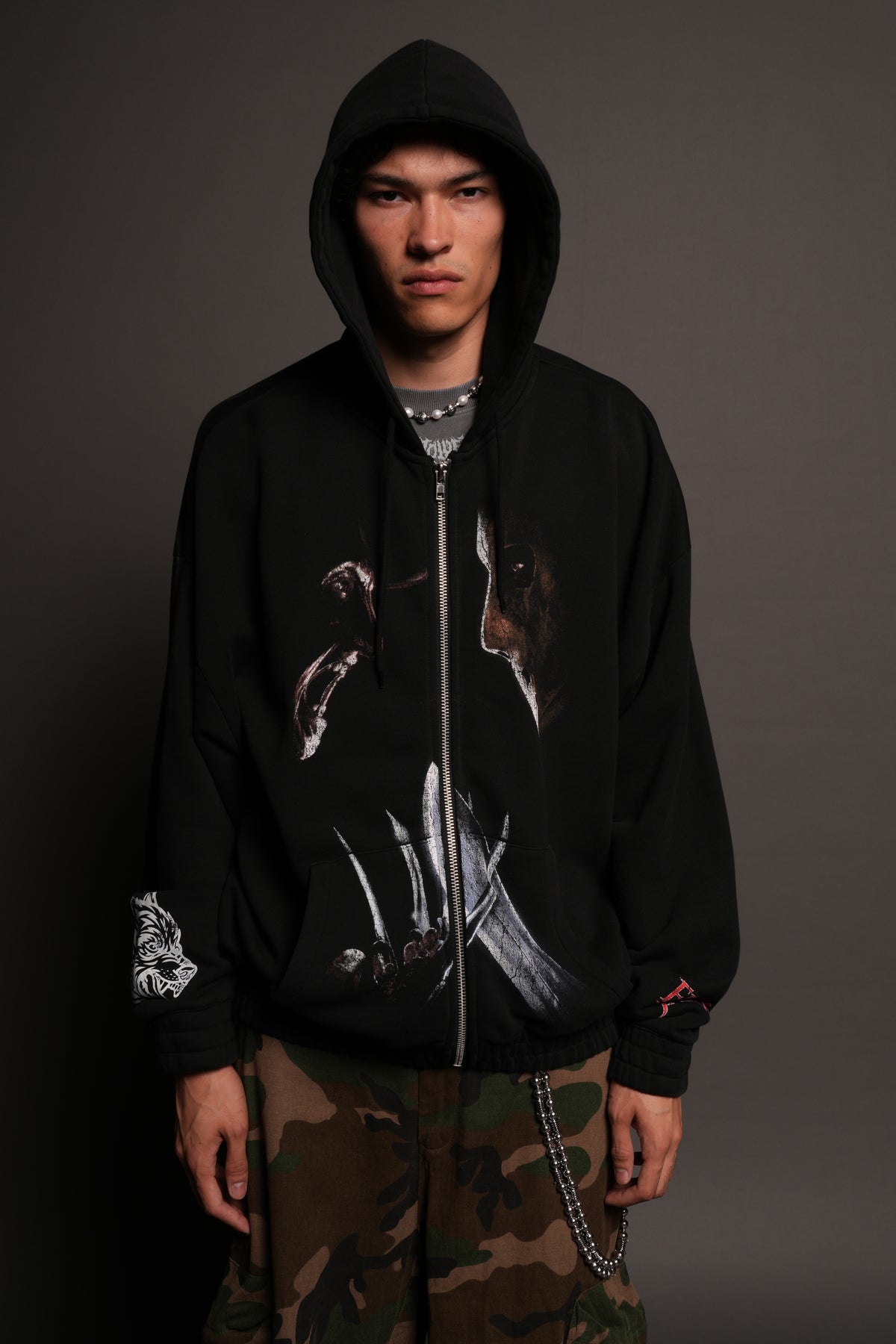 Freddy Vs Jason Chambers Zip Hoodie In Black