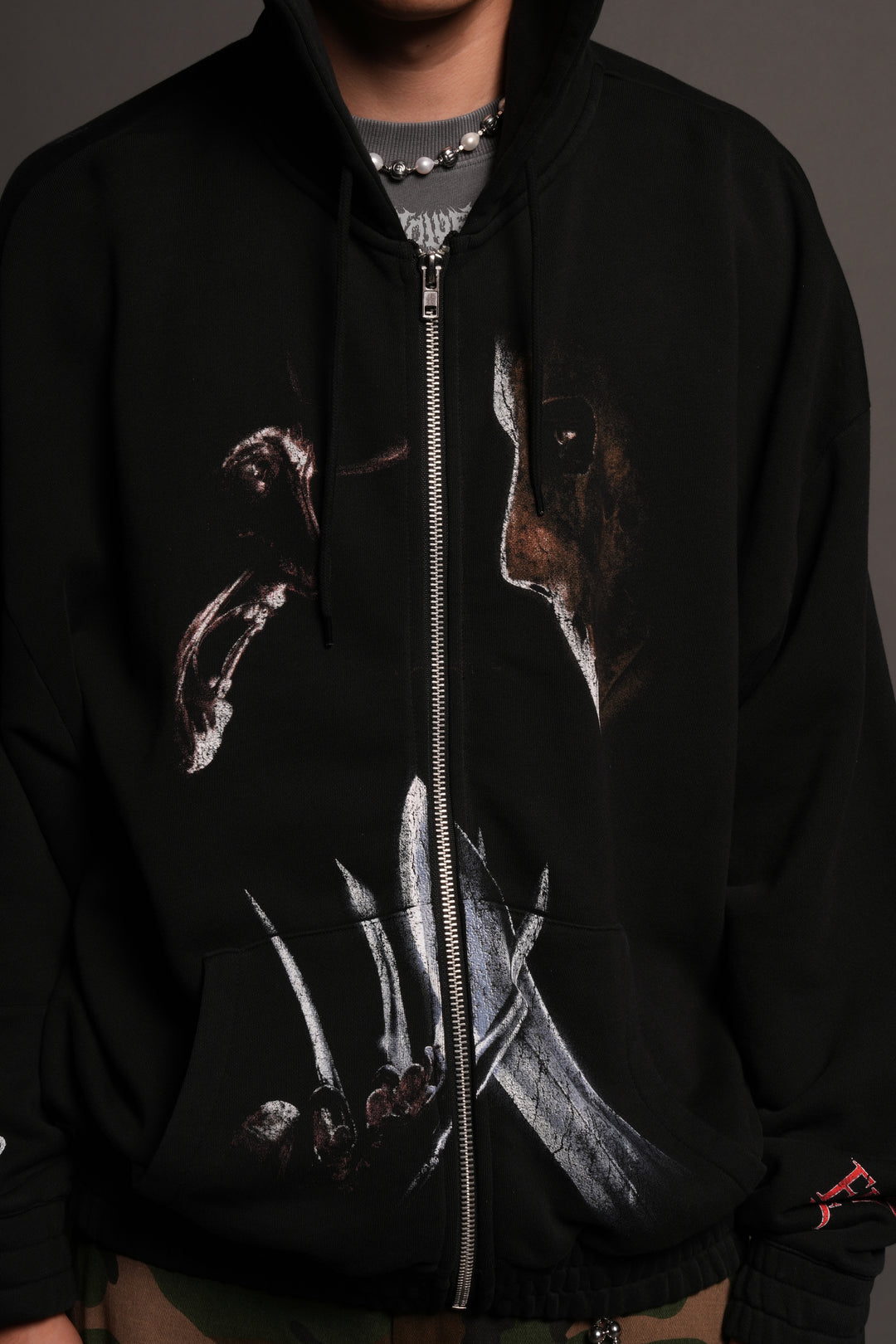 Freddy Vs Jason Chambers Zip Hoodie In Black