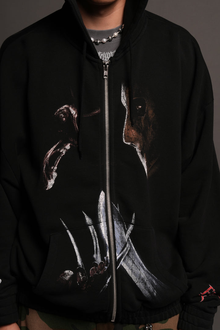Freddy Vs Jason Chambers Zip Hoodie In Black